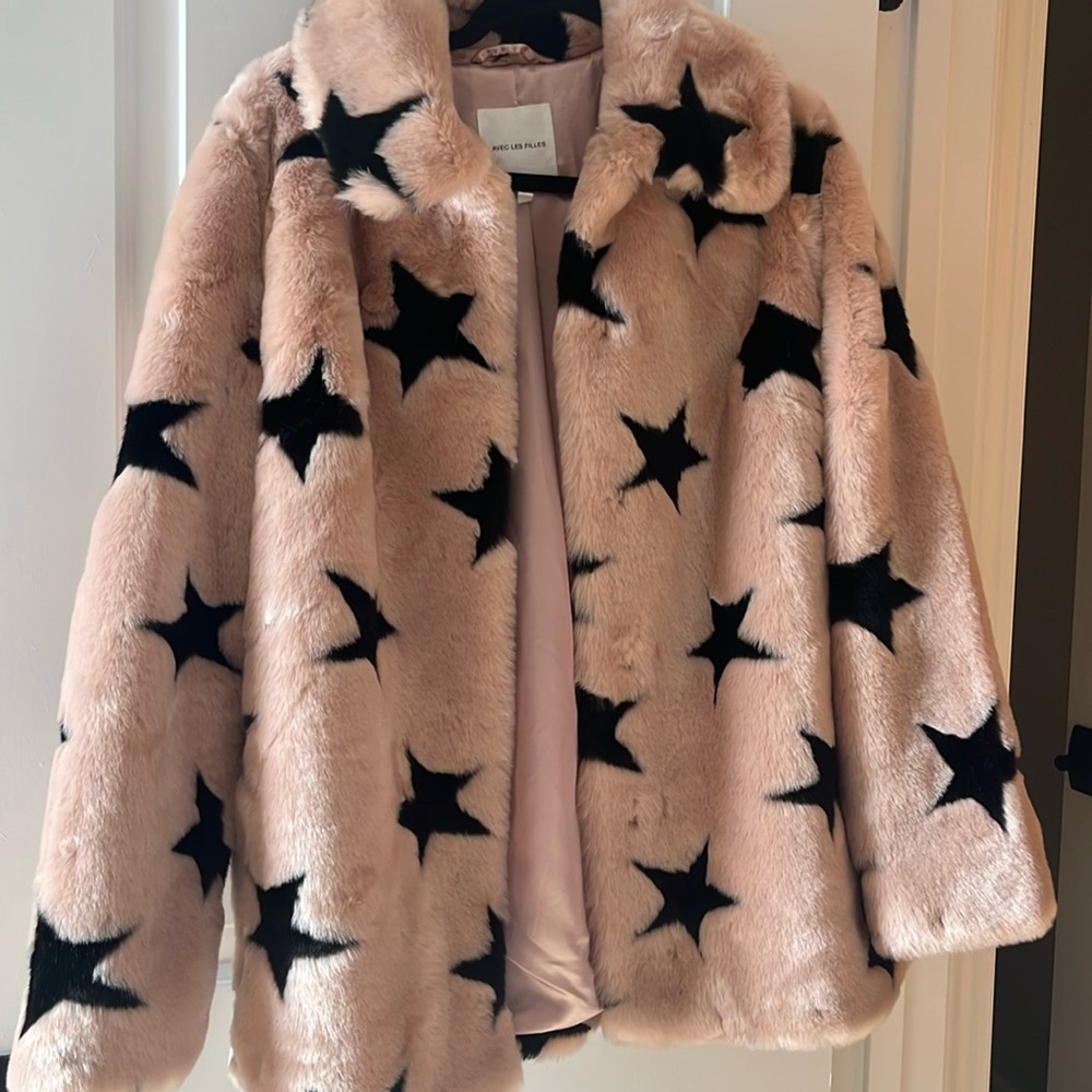 Avec les filles star faux fur jacket size small